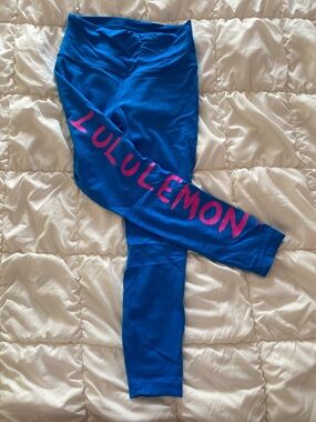 Lululemon x Ed Curtis Wunder Train High-Rise Leggings – Blue/Pink – Size 8